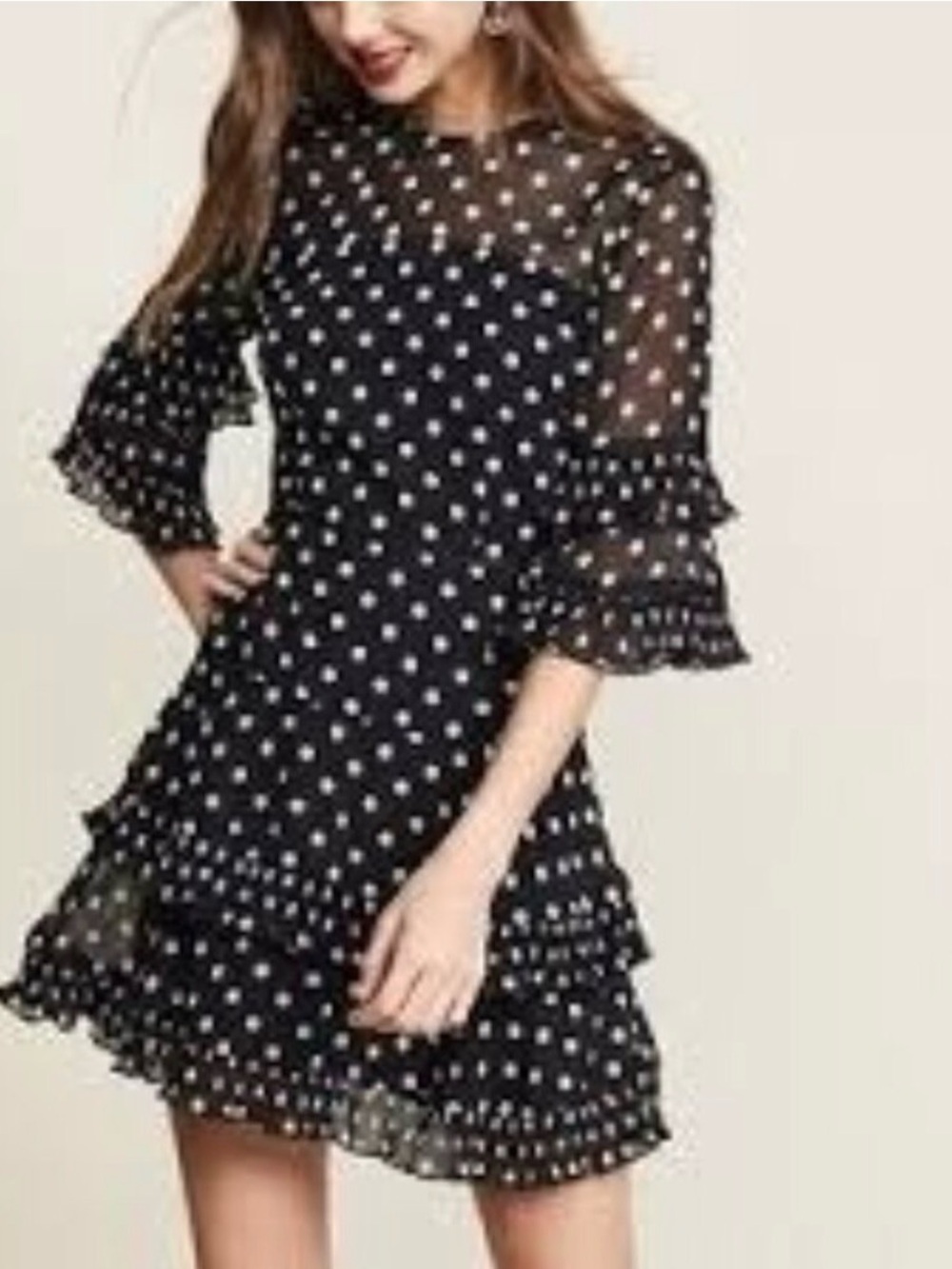 KEEPSAKE the Label Black Polka Dot Ruffle Mini Dress